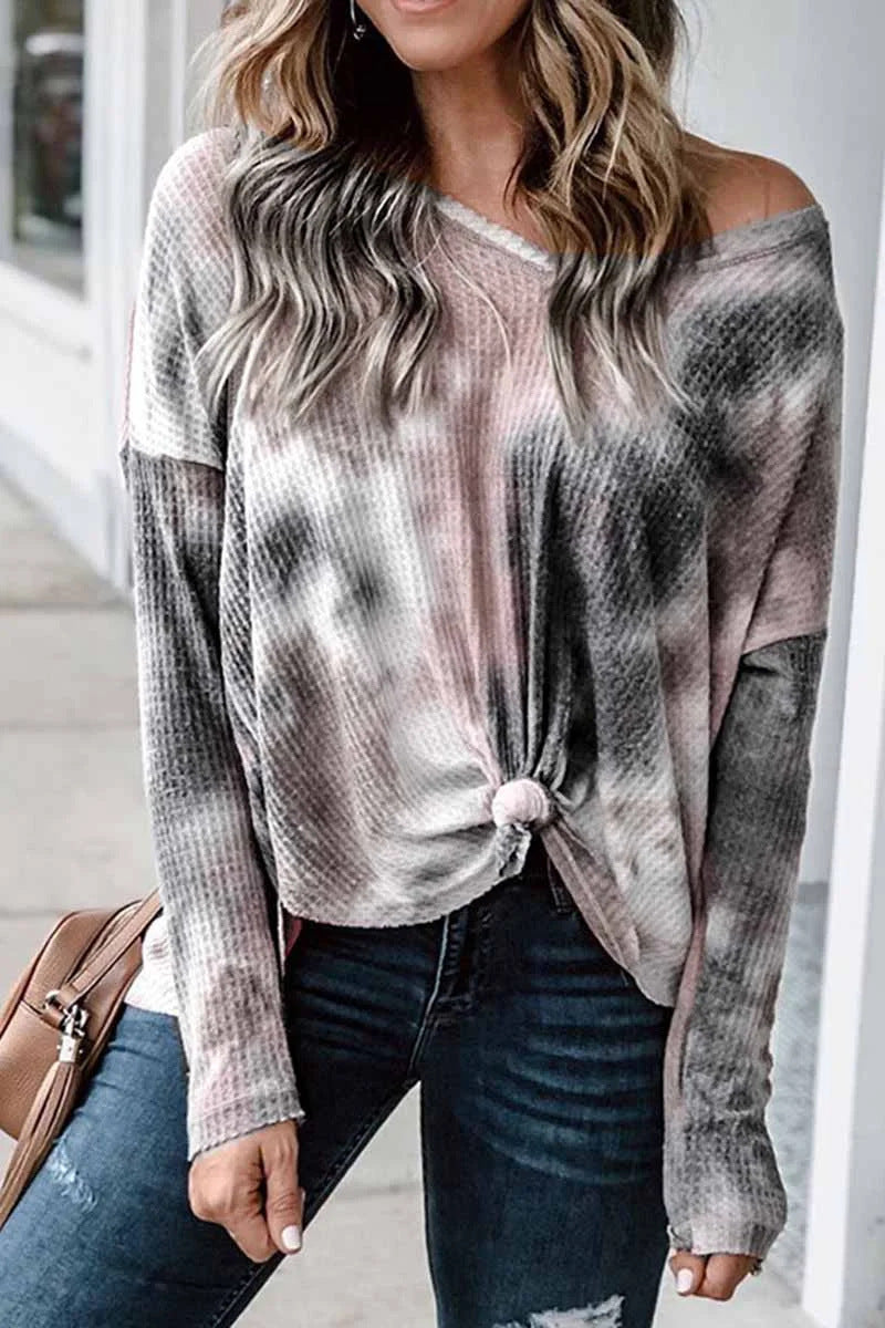 Ladies Comfortable and Casual Knit Blouse with Asymmetrical Hem Ivyshape
