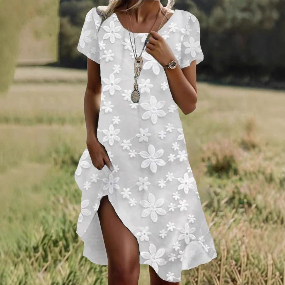 Ladies maxidress with floral embroidery design Ivyshape