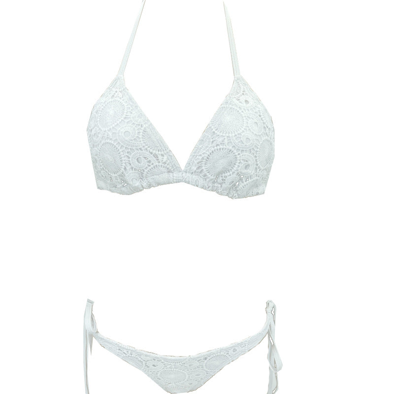 Women's triangle bikini with elegant embroidery and adjustable ties Ivyshape