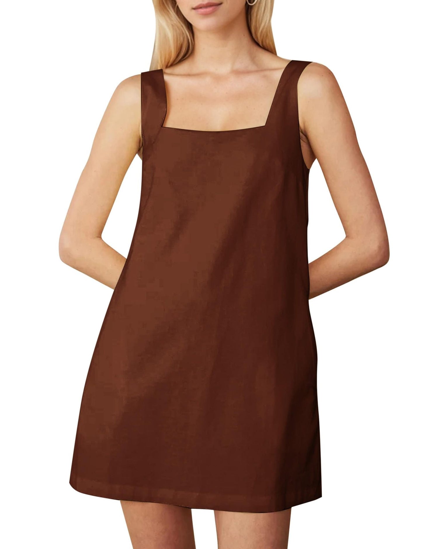 Women's A-Line Square Neck Mini Dress Ivyshape
