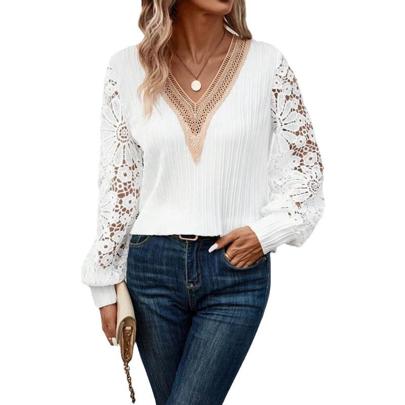 Women's blouse with lace sleeves Ivyshape