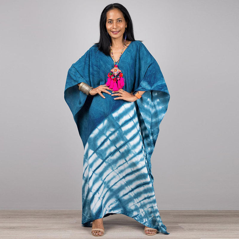 Women's Kaftan with Artistic Tie-Dye Design Ivyshape