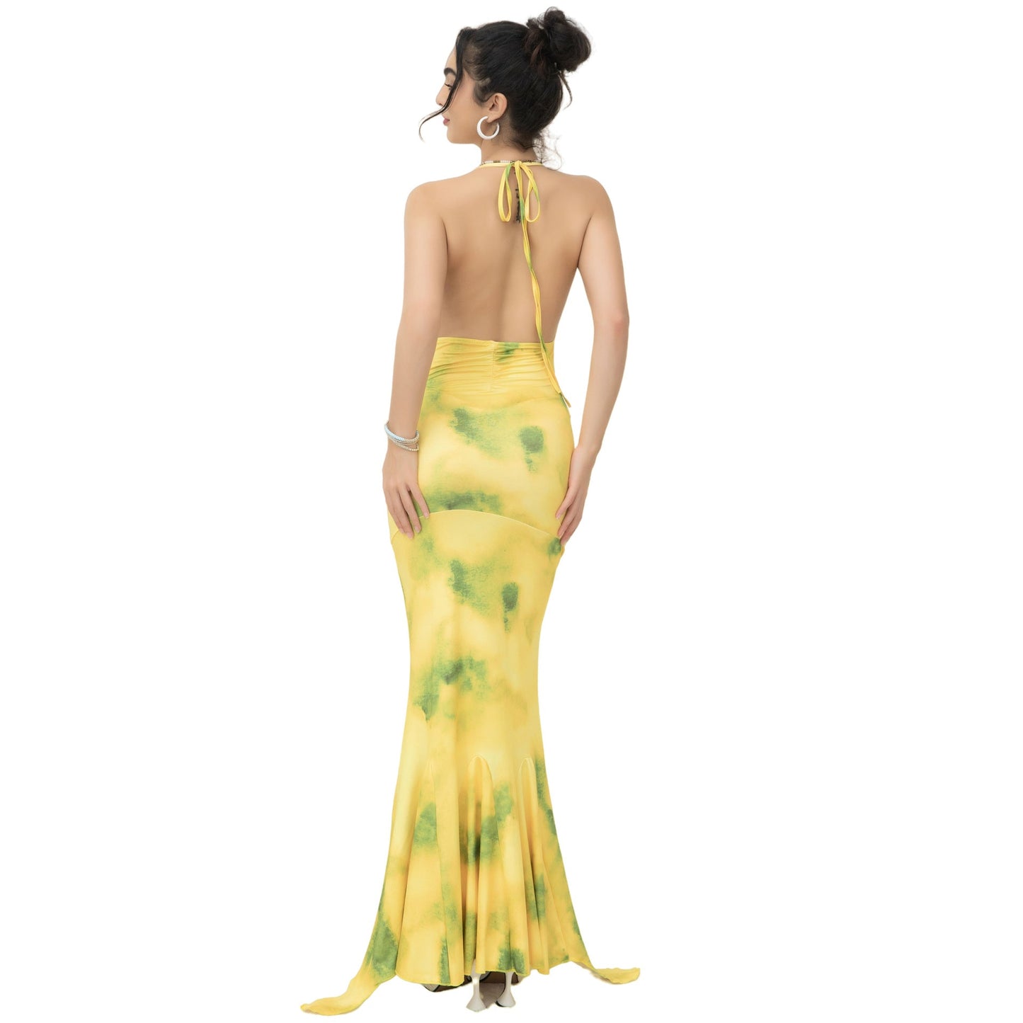 Women Halter Neck Mermaid Maxi Dress Ivyshape