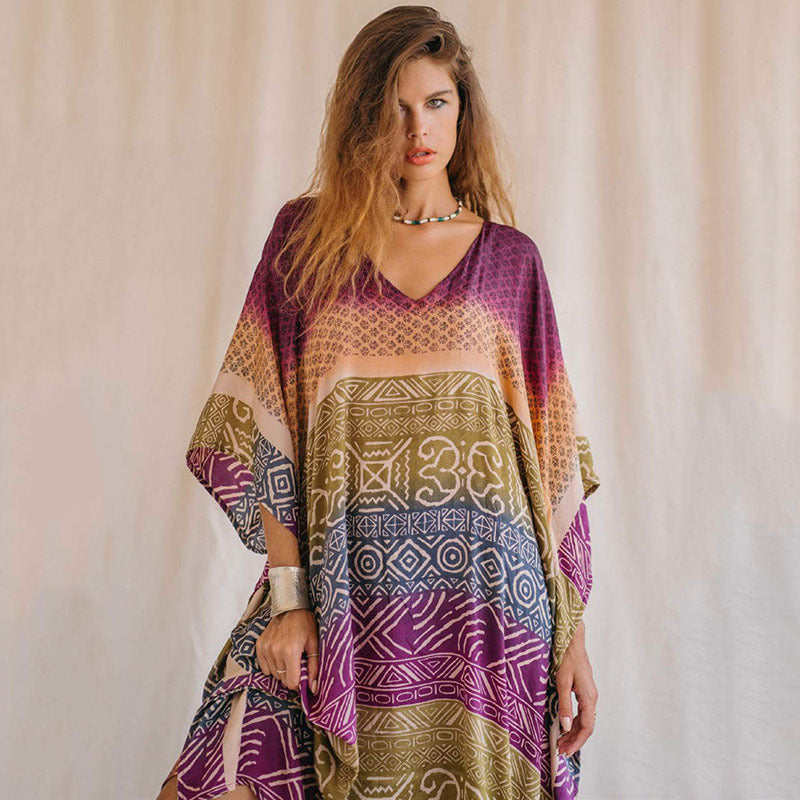 Women Kaftan with innovative geometric pattern and loose fit Ivyshape