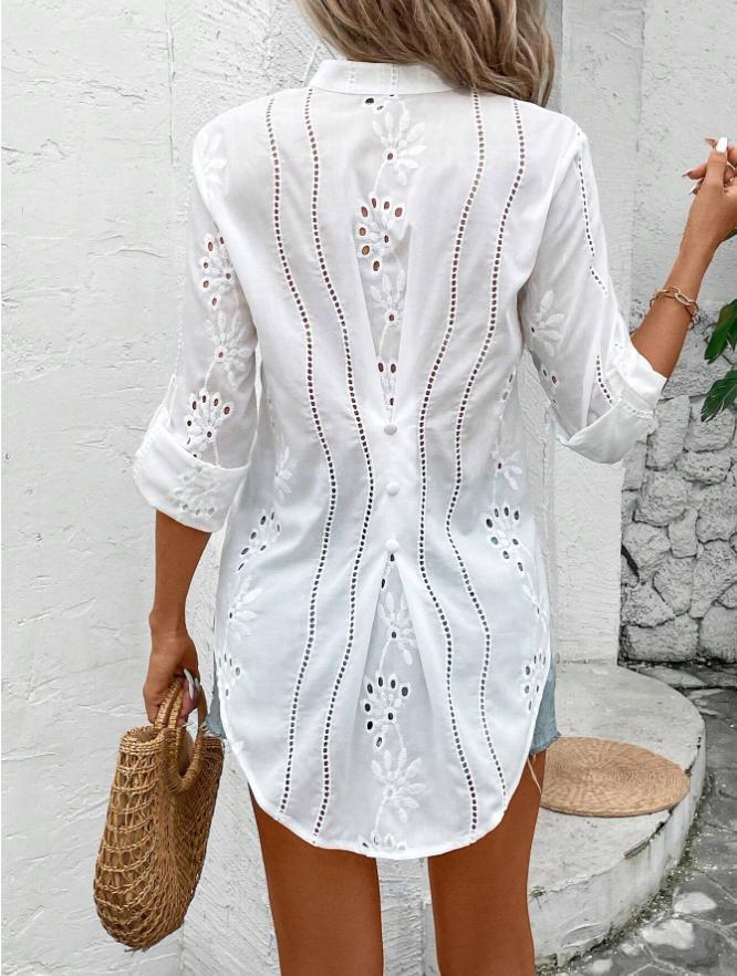 Women's blouse with delicate embroidery design Ivyshape