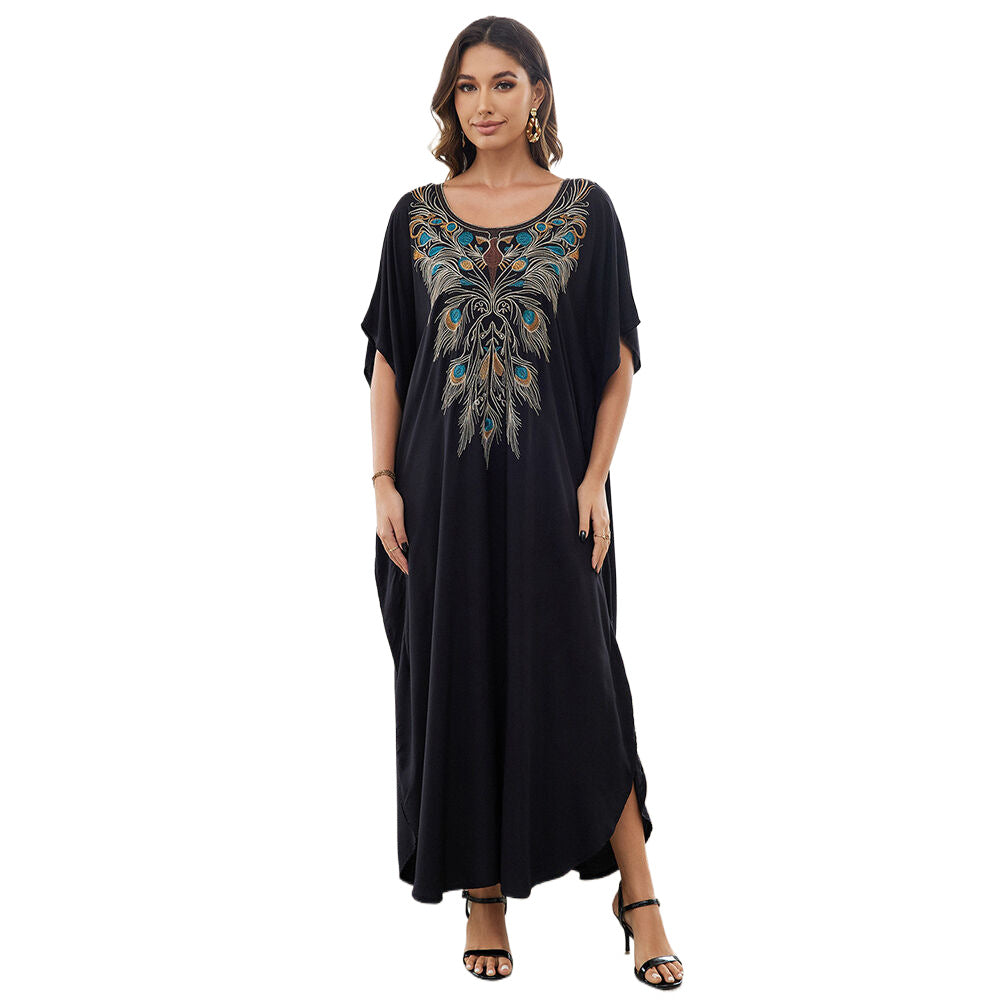 Women's maxi dress with elegant peacock fashion Ivyshape