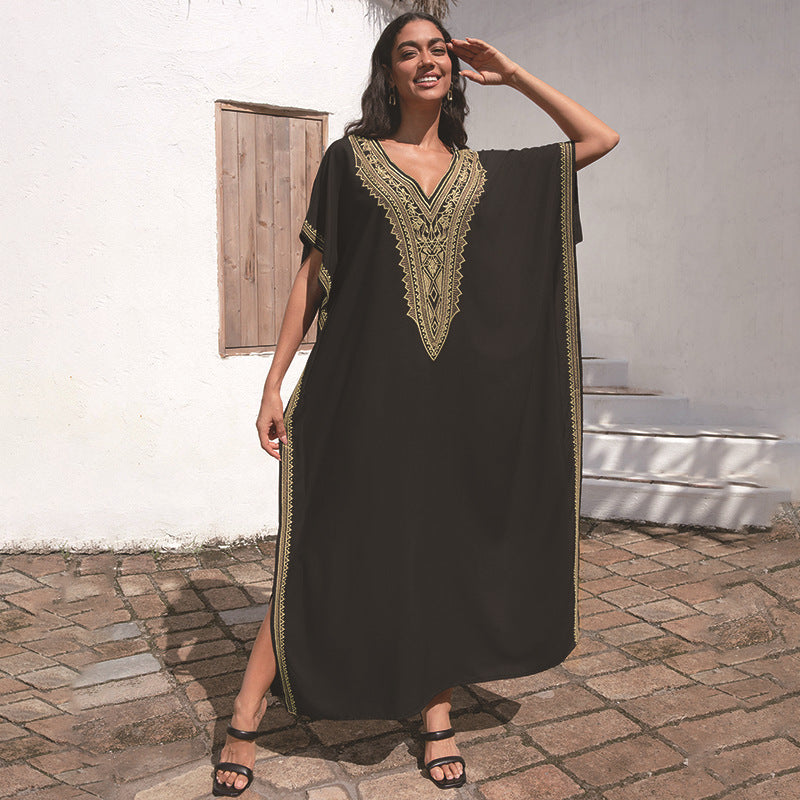 Women's elegant kaftan with artistic embroideries Ivyshape