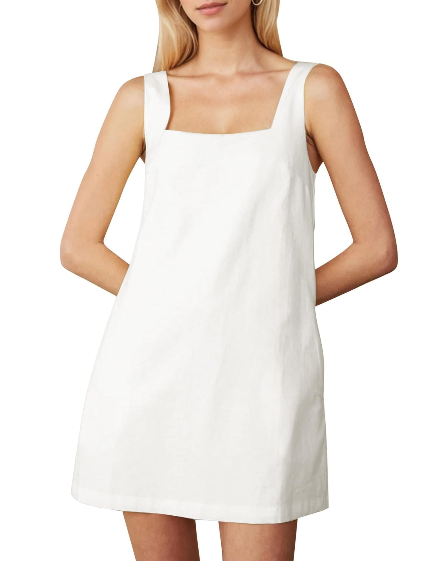 Women's A-Line Square Neck Mini Dress Ivyshape