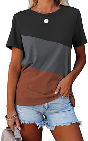 Women's Color Block Casual T-Shirt Ivyshape