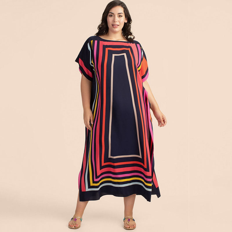 Ladies fashionable kaftan with stylish geometric design Ivyshape