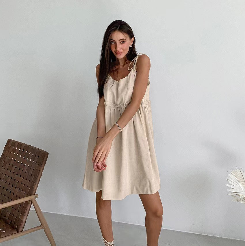 Women's Casual Linen A-Line Dress Ivyshape