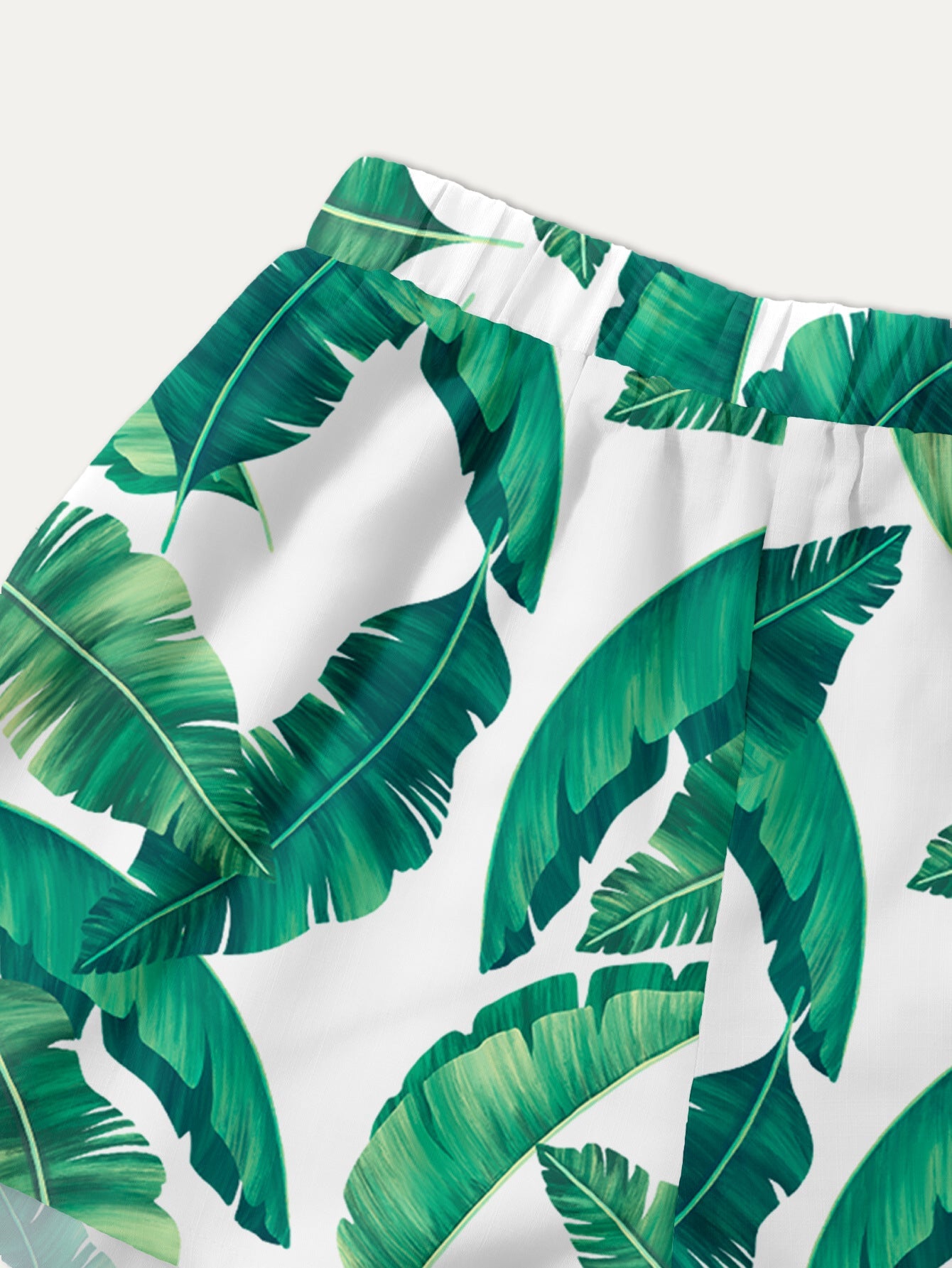 Women's Casual Shorts and Top Set with Tropical Leaf Pattern Ivyshape