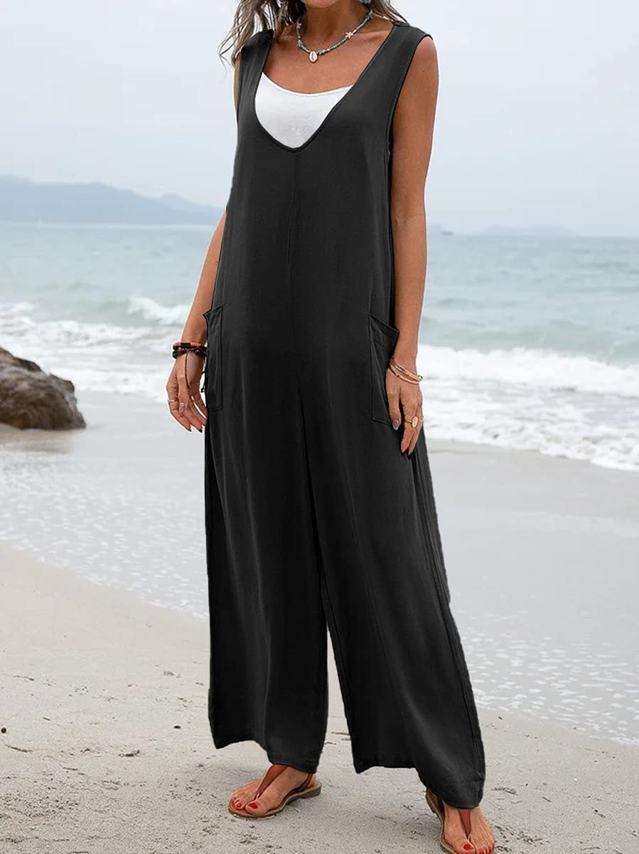 Women Relaxed Fit Wide Leg Jumpsuit Ivyshape