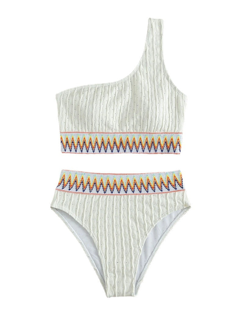 Women's Crop Top Bikini with Asymmetric Cut and Colorful Design Ivyshape