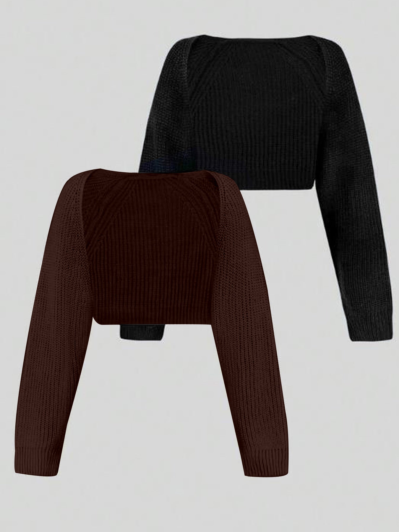 Women's cropped knit top with dropped shoulders and fine rib pattern Ivyshape