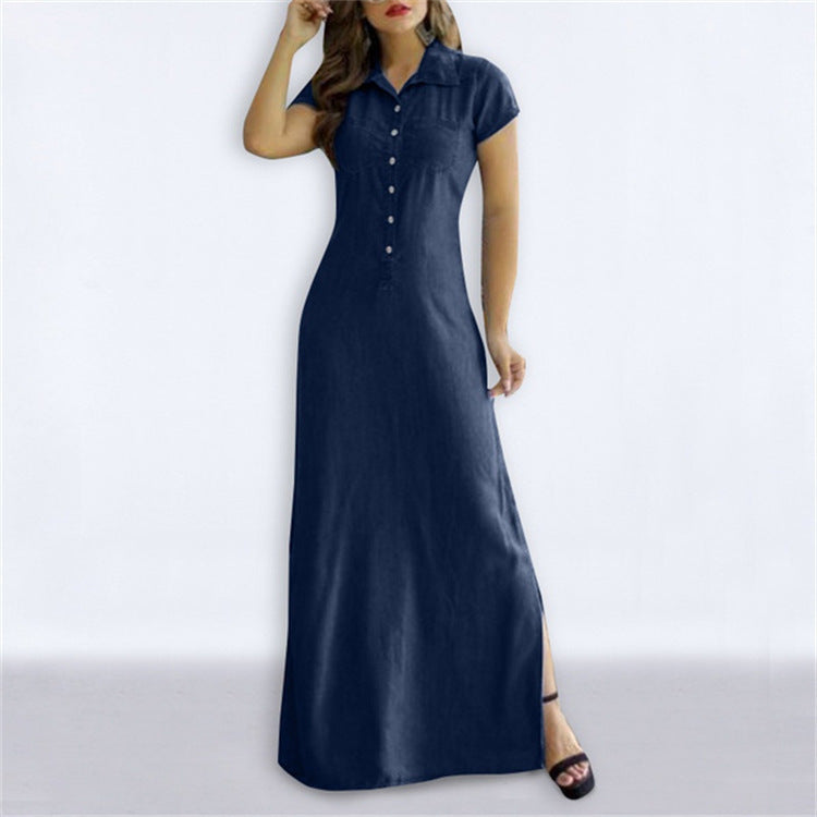 Women's shirt dress with elegant button design and side slit Ivyshape