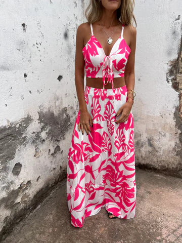 Women Bohemian Floral Two-Piece Maxi Set Ivyshape
