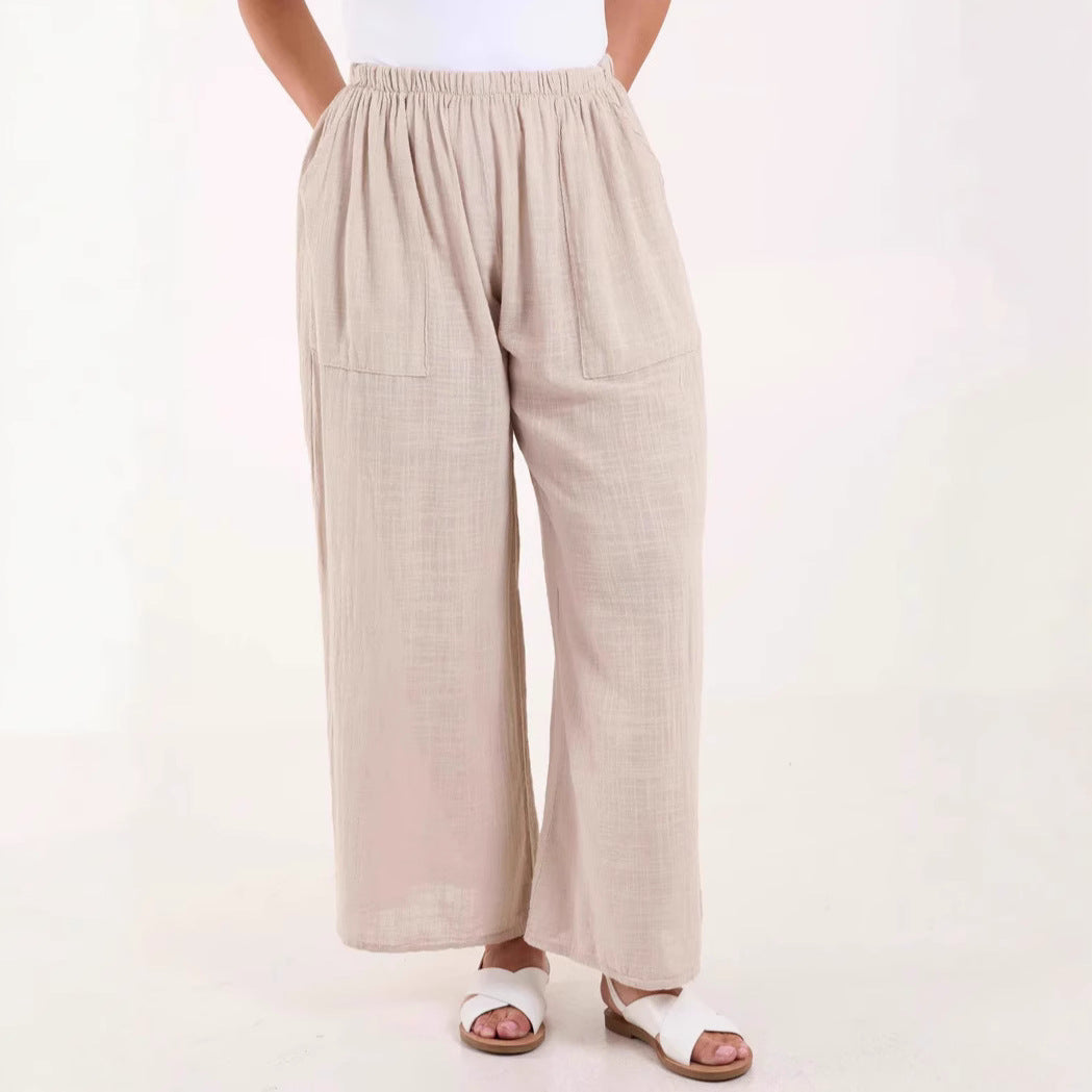 Women Lightweight Loose Linen Pants Ivyshape