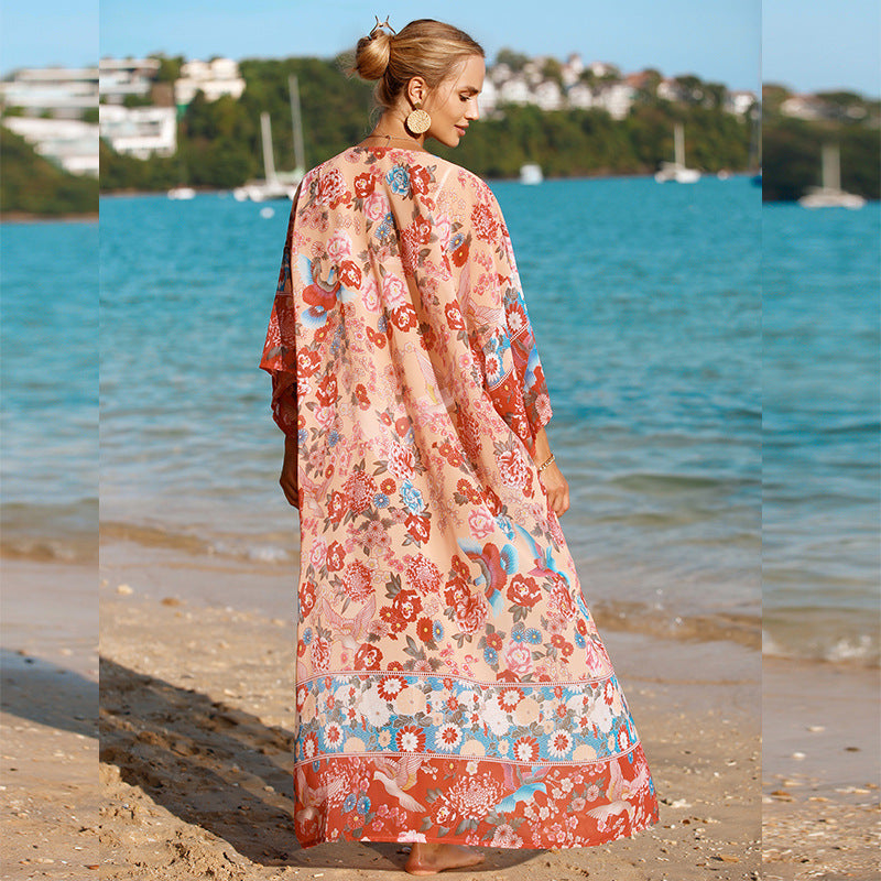 Women Flower Pattern Beach Wrap Ivyshape