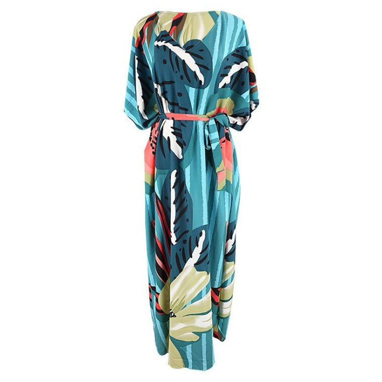 Women’s maxi dress in casual Boho style with plant design Ivyshape