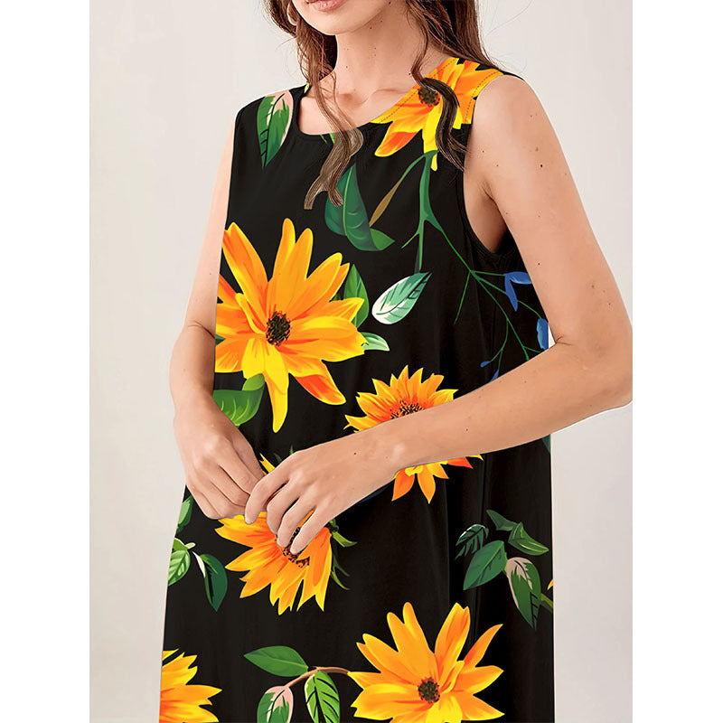 Women's maxi dress with floral pattern Ivyshape
