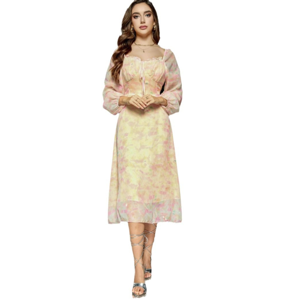 Ladies Flower Midi Dress Ivyshape