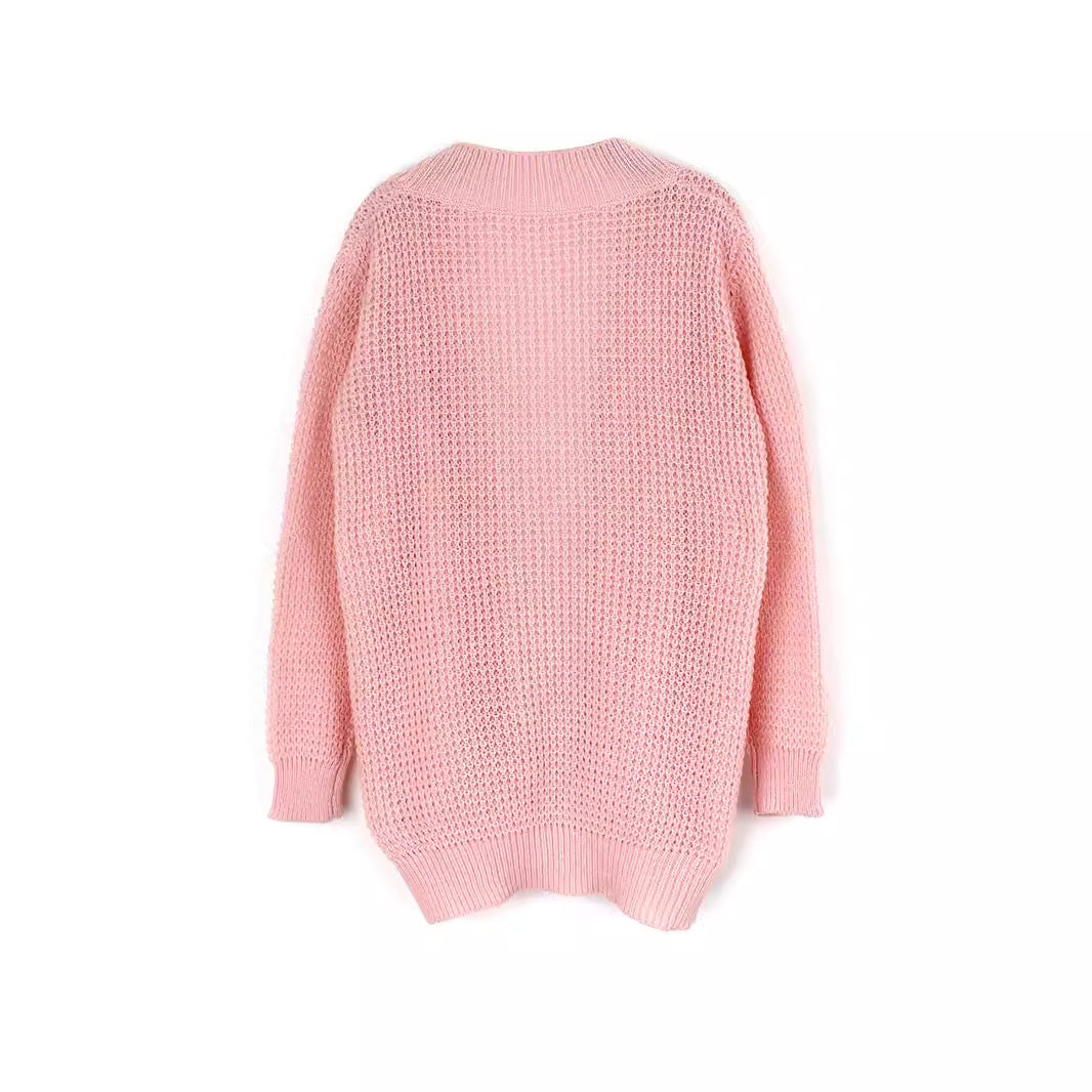 Women casual knit cardigan with practical pockets and open design Ivyshape