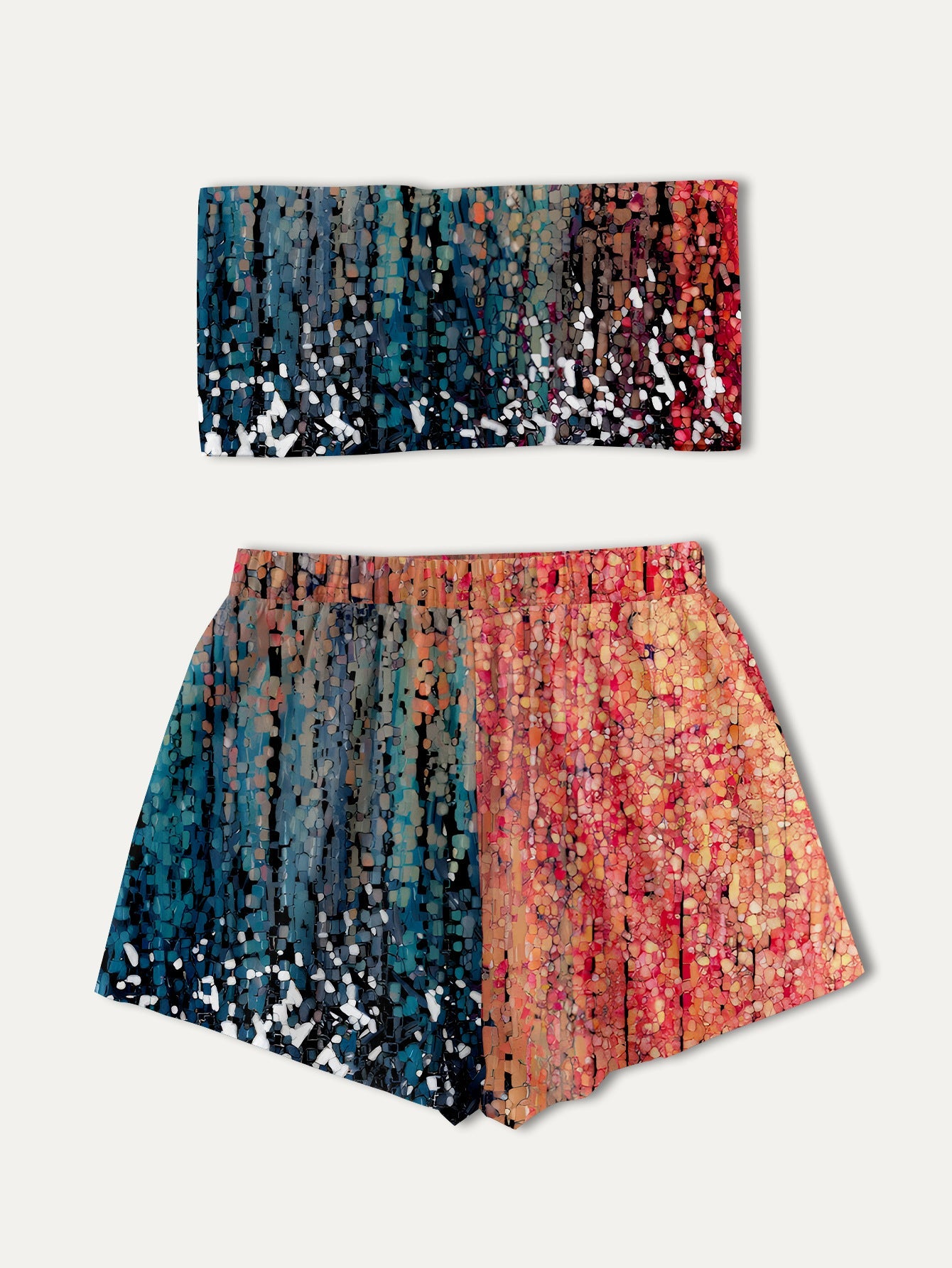 Women cropped top and shorts set Ivyshape