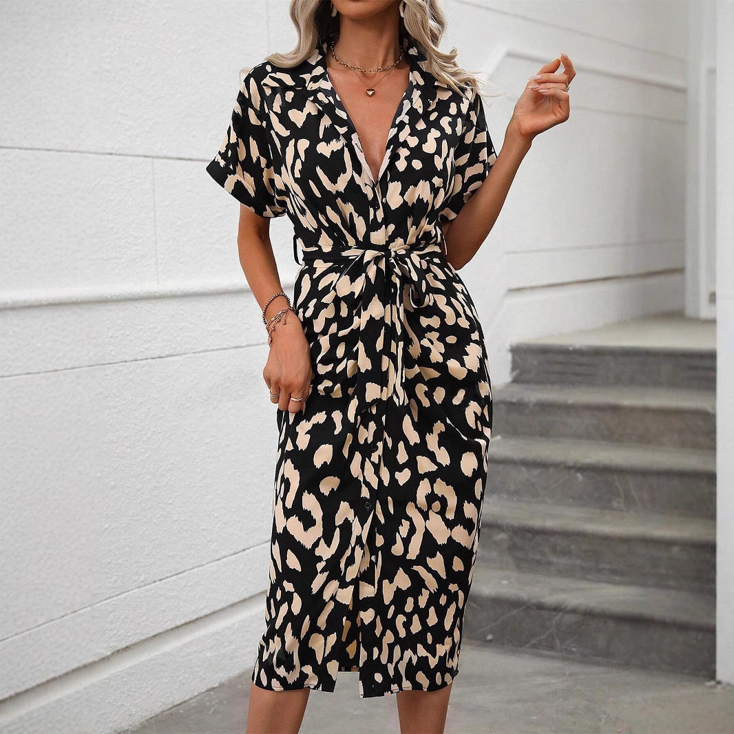 Women's shirt dress with animal pattern and tailoring Ivyshape