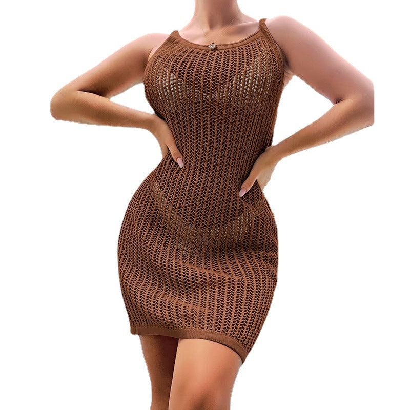 Ladies trendy net dress with body-hugging cut Ivyshape