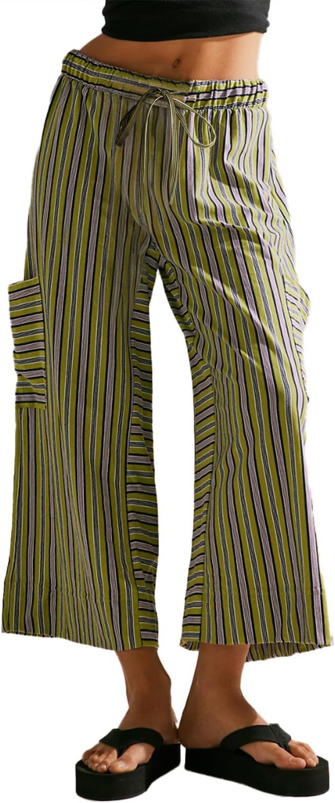 Women's striped wide-leg pants Ivyshape