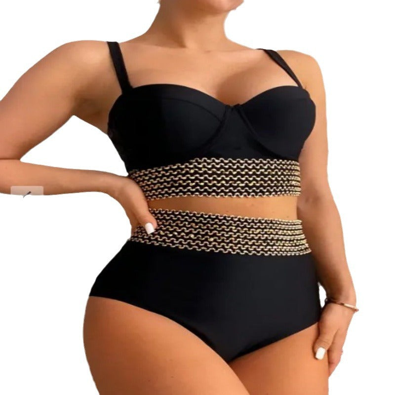 Women’s bikini set with elegant bustier top and high-cut bottom Ivyshape