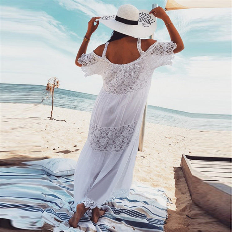 Women's Maxi Dress with Romantic Crochet and Lace Accents Ivyshape