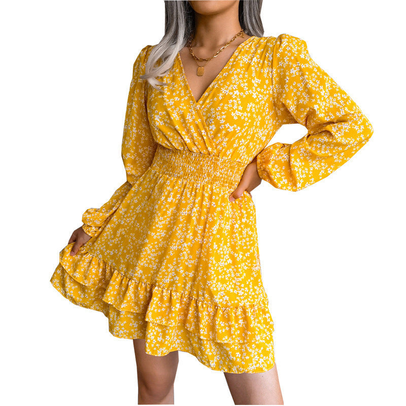 Women's Short Casual Dress with Ruffle Details and Smock Look Ivyshape