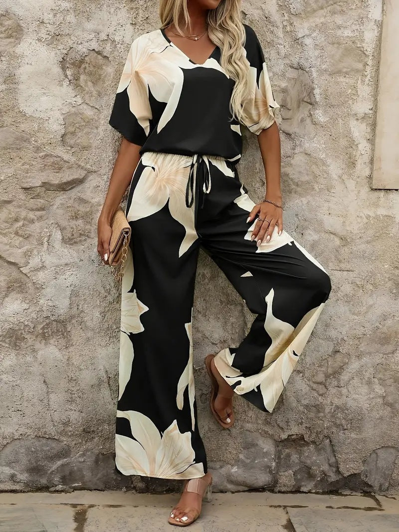 Ladies set with floral design and elastic waistband Ivyshape