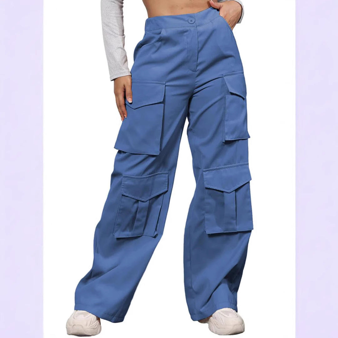 Ladies Stylish Wide Cargo Pants Ivyshape