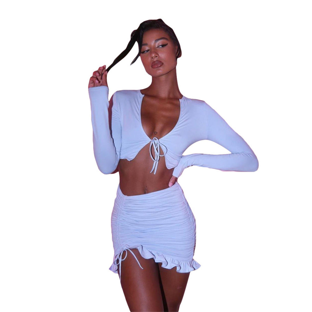 Women Crop Top and Ruffle Skirt Set Ivyshape