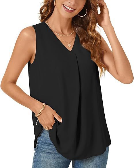 Women V-neck Pleated Casual Top Ivyshape