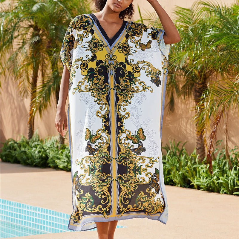 Women's beach kimono with ornate baroque design Ivyshape