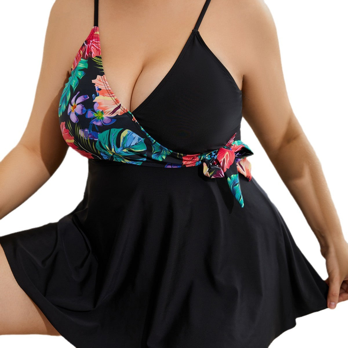 Women Multicolored Patterned Swimsuit with Wrap Design Ivyshape