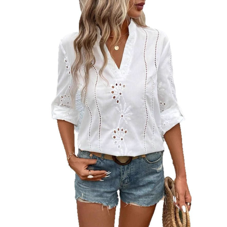 Women's blouse with delicate embroidery design Ivyshape