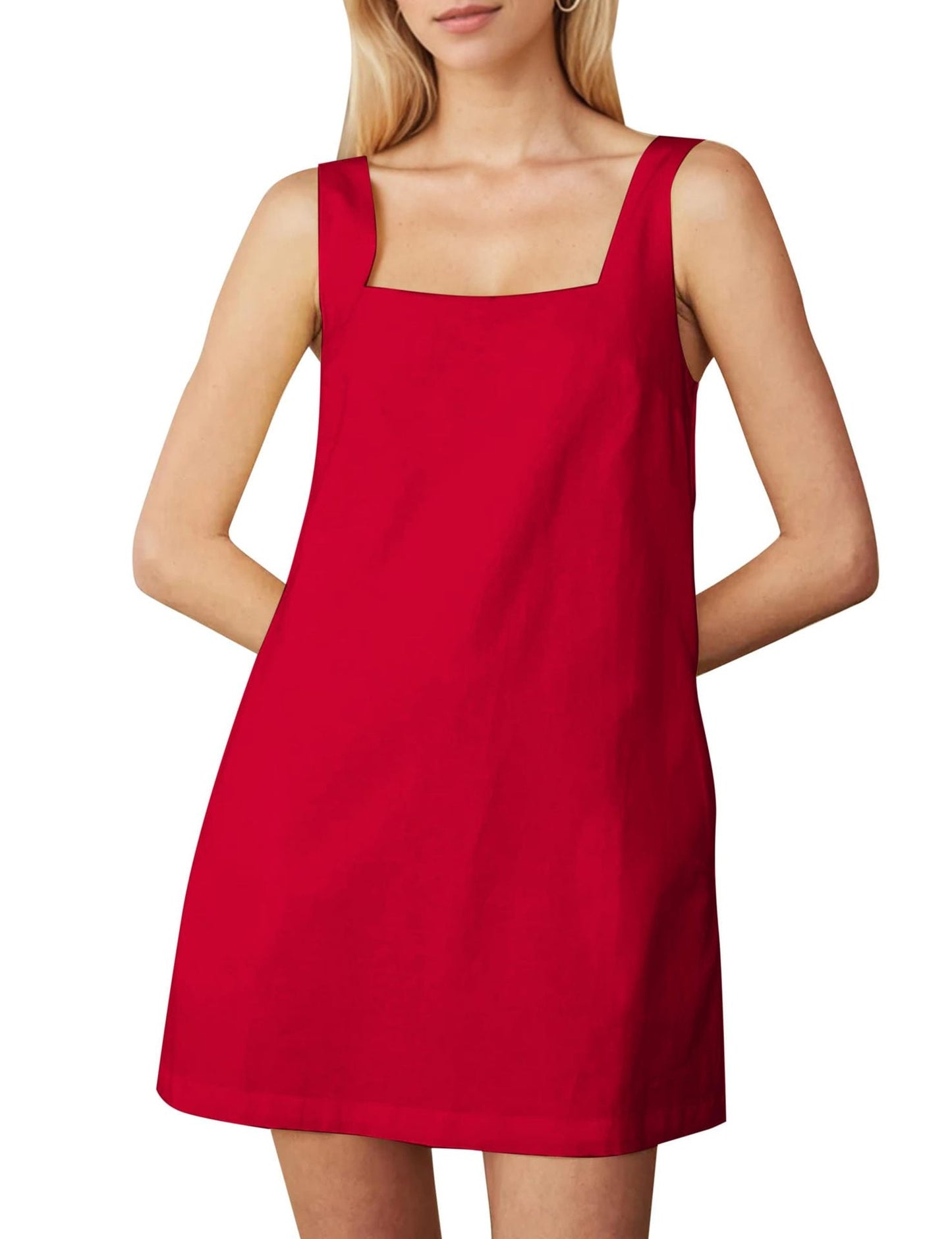 Women's A-Line Square Neck Mini Dress Ivyshape