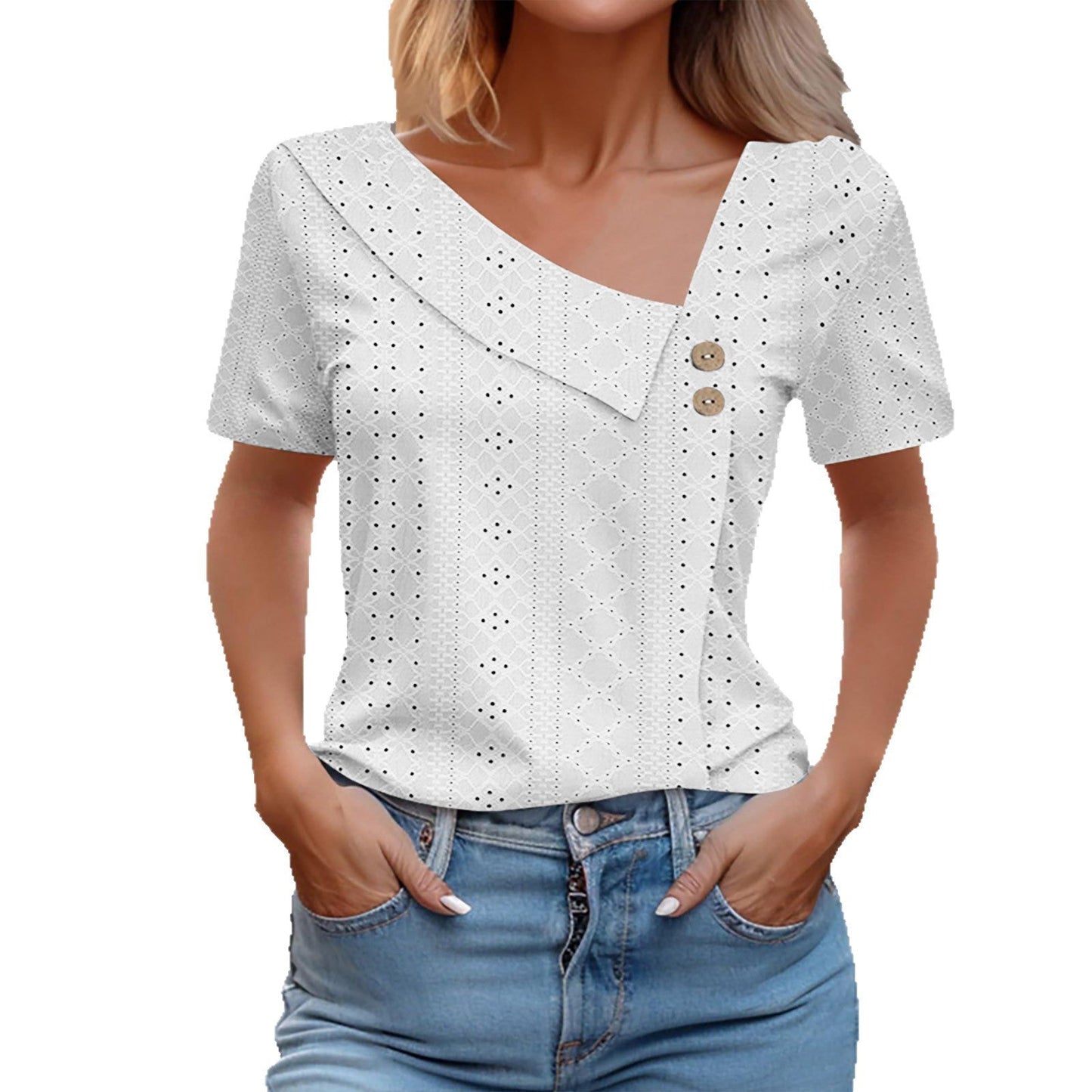 Women's Button Top with Eye Pattern Ivyshape
