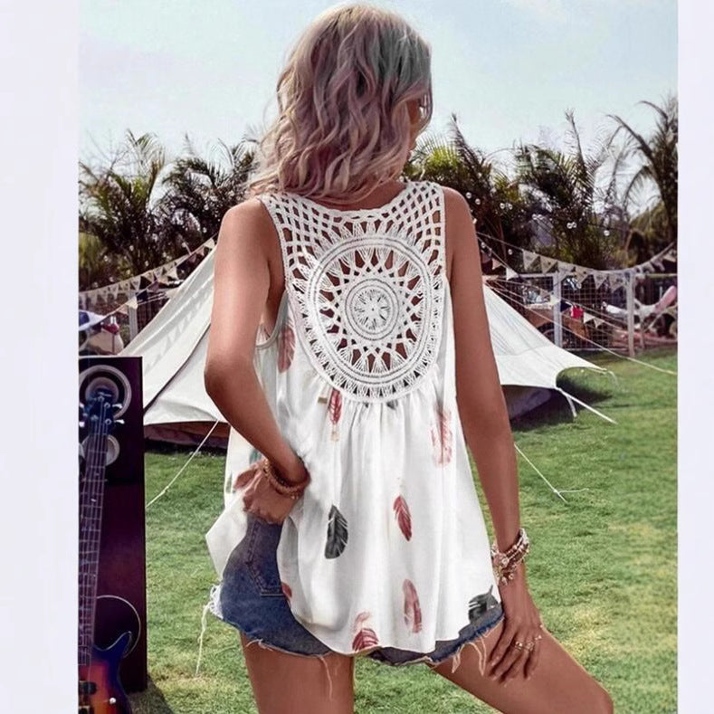 Women's summery blouse with leaf design Ivyshape