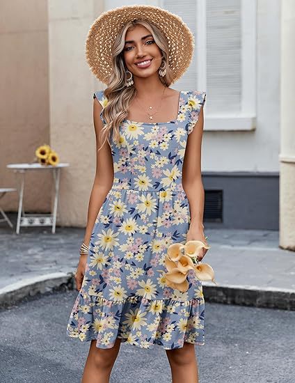 Women Floral Tiered Midi Dress Ivyshape