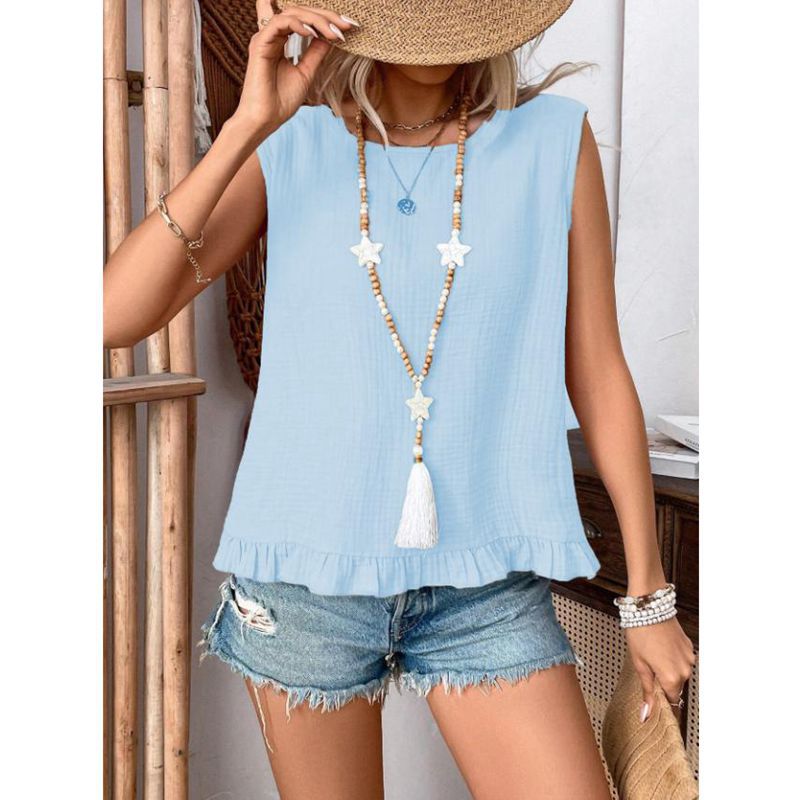 Ladies airy top with fringed hem Ivyshape