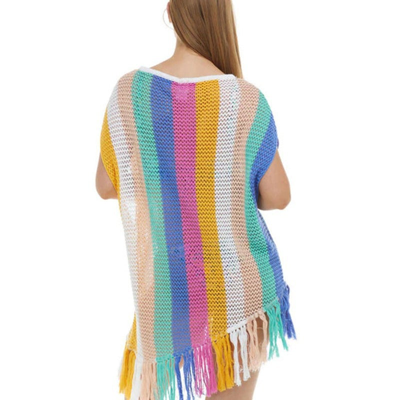 Women's crochet beach dress with fringed details Ivyshape