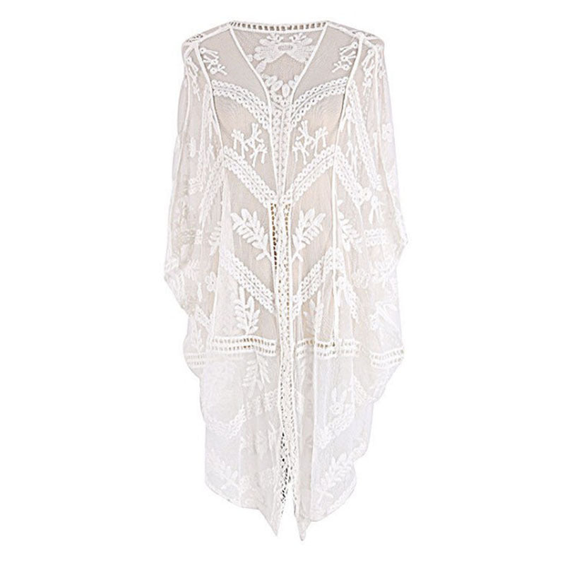 Women elegant crochet kimono jacket Ivyshape