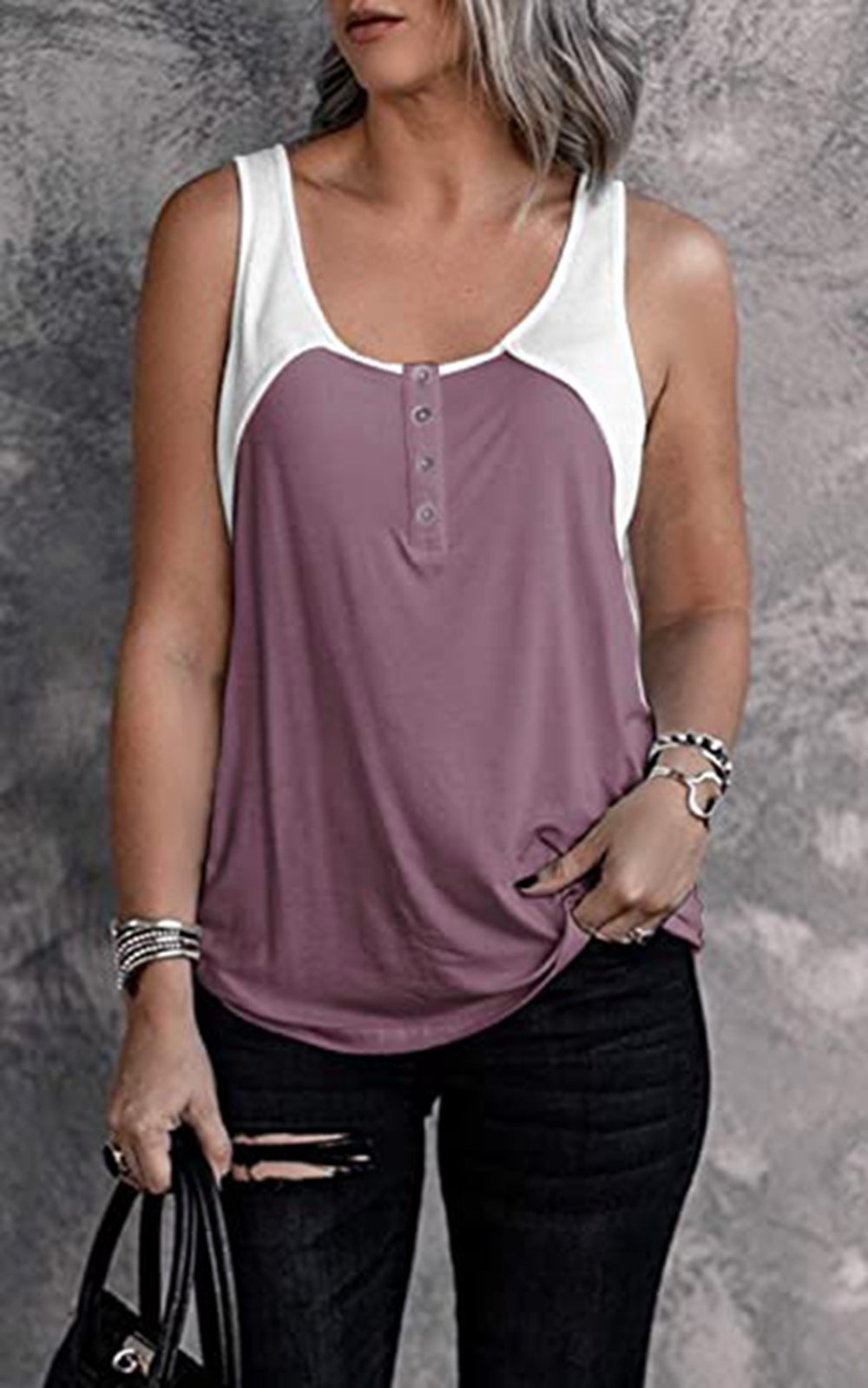 Women's military cut top with button placket Ivyshape