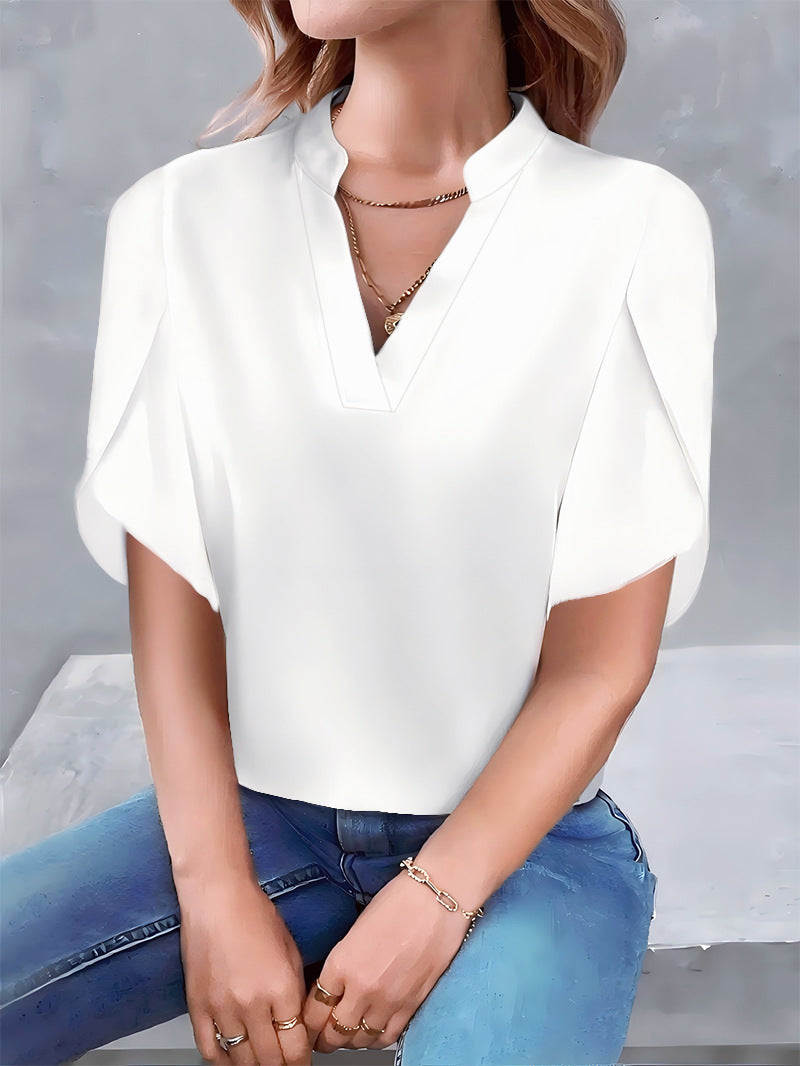 Women's blouse with modern stand-up collar and oversized sleeves Ivyshape